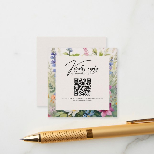 Bohemian Wildblomma Unik Tilläggskort (Fram/Back In Situ)