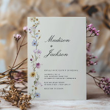 Bohemian Wildblommor Elegant Calligraphy Bröllop