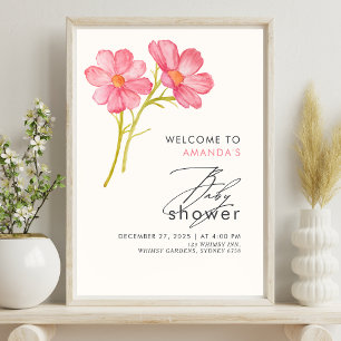 Bohemian Wildbloms Blommigt Baby Shower Poster
