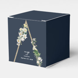 Bohemian Wood Pyramid White Blommigts Blue Bröllop Presentaskar