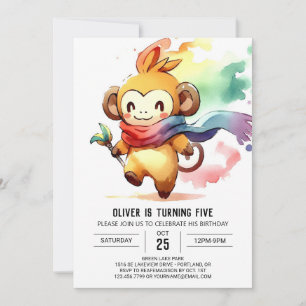 Bohemian Woodland Monkey Birthday Inbjudningar
