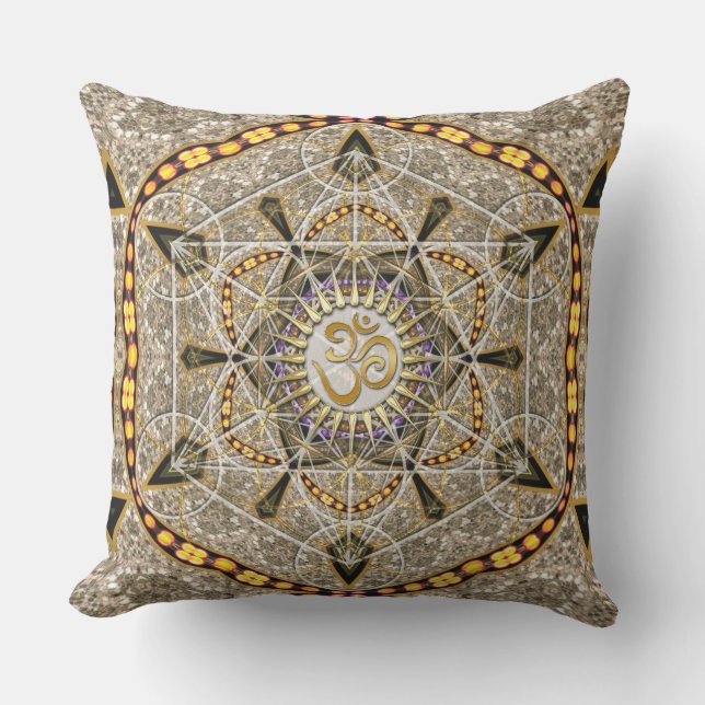 Bohemian Yoga Guld om Geometry Art Big Cushion Kudde (Framsida)