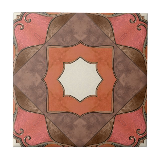 Bohemisk Abstrakt Geometric Art Ceramic Tile Kakelplatta (Framsidan)