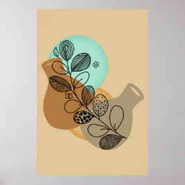BOHEMISK ABSTRAKT MINIMALIST MED SVART BLAD POSTER