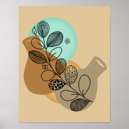 BOHEMISK ABSTRAKT MINIMALIST MED SVART BLAD POSTER