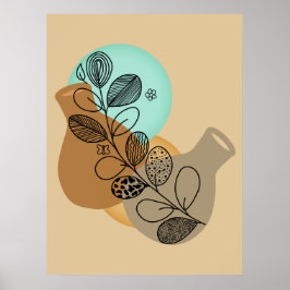 BOHEMISK ABSTRAKT MINIMALIST MED SVART BLAD POSTER