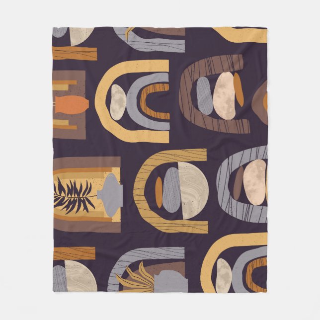 Bohemisk Abstrakt: Minimalistisk Vintage Charm. Fleecefilt (Framsidan)