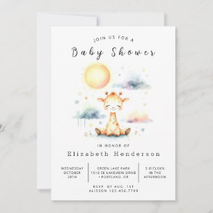 Bohemisk Anpassningsbar Giraffe Baby Shower Inbjudningar