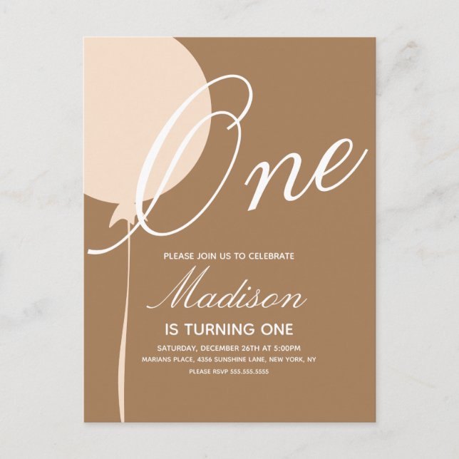 Bohemisk ballong inbjudan till första födelsedagsf (Framsida)