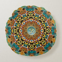 Bohemisk Batik Mandala OM Yoga Rund Kudd