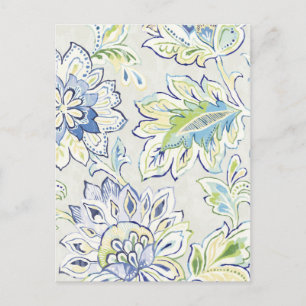 Bohemisk blå blomma vykort