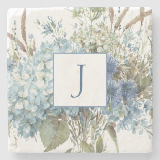 Bohemisk blå Blommigt vattenfärg Bouquet Stenunderlägg
