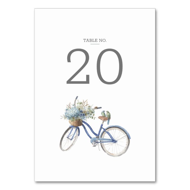 Bohemisk blå Blommigt Vattenfärg Bröllop Bordsnummer (Framsidan)
