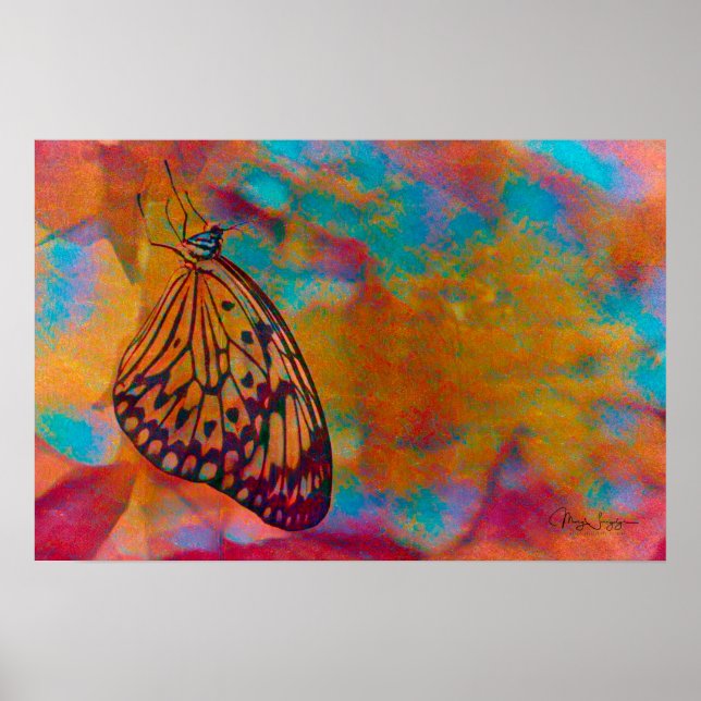 Bohemisk blå orange hippie fjäril poster (Framsidan)