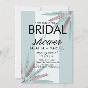 BOHEMISK Blad Tribal BRUD Shower Rosa Teal Inbjuda Inbjudningar