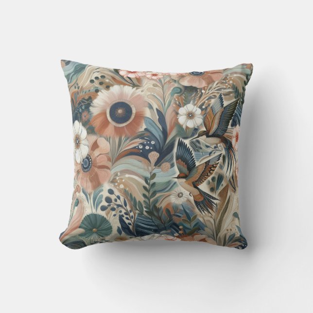 Bohemisk blandning av färg och blomtema kudde (Framsida)