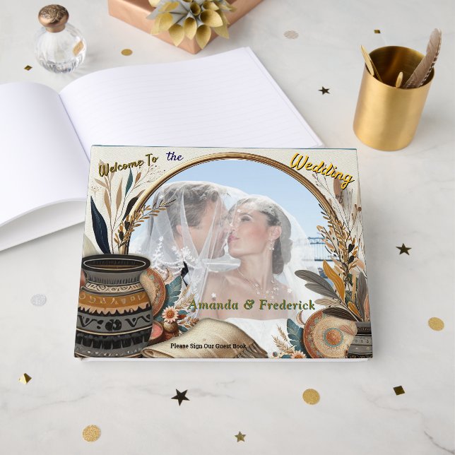 Bohemisk blandning av färg och dekortema gästböcker (Framsida Öppen)