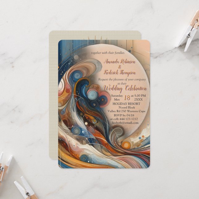 Bohemisk blandning av teal, magenta, lila blommor inbjudningar (Fram/Back In Situ)