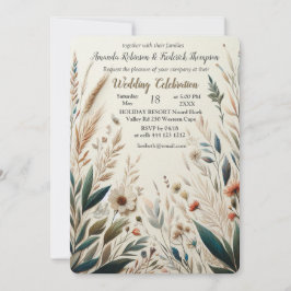 Bohemisk blandning av teal, magenta, lila blommor inbjudningar