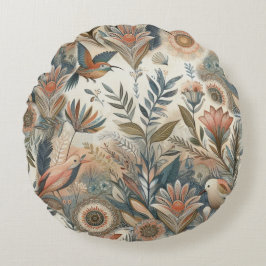 Bohemisk blandning av teal, magenta, lila på kräme rund kudde