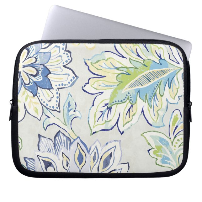 Bohemisk blåttblomma laptop sleeve (Framsidan)