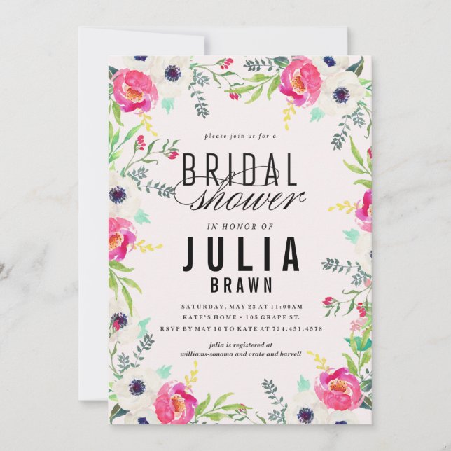 BOHEMISK BLOM- inbjudningskort för möhippan (Framsida)