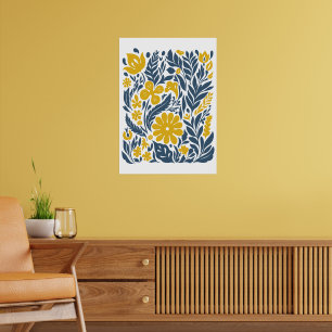 Bohemisk blommemarknad Modern Abstrakt Löv Poster