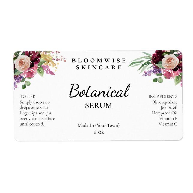 Bohemisk Blommigt Bouquet Ansikte serumetiketter Fraktsedel (Framsidan)