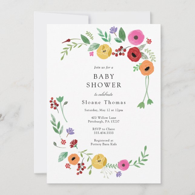 Bohemisk Blommigt Bright Färg Baby Shower Inbjudningar (Framsida)