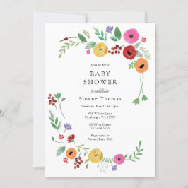 Bohemisk Blommigt Bright Färg Baby Shower Inbjudningar