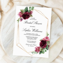 Bohemisk Blommigt Burgundy Möhippa Inbjudningar