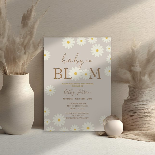 Bohemisk Blommigt Daisy Baby i Bloom Shower Inbjudningar (Skapare uppladdad)