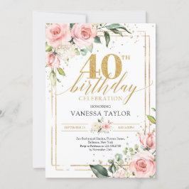 Bohemisk blommigt för  rosa, grön & guld 40:e tum inbjudningar