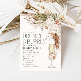Bohemisk Blommigt och fjädrar Brunch & Bubly Inbjudningar