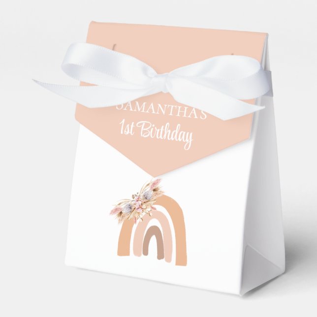 Bohemisk Blommigt Regnbåge Rosa Pastellfavoritruta Presentaskar (Framsidan Sidan)