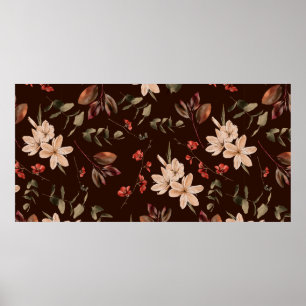 Bohemisk blommigt sömlös mönster med mörk brun b poster