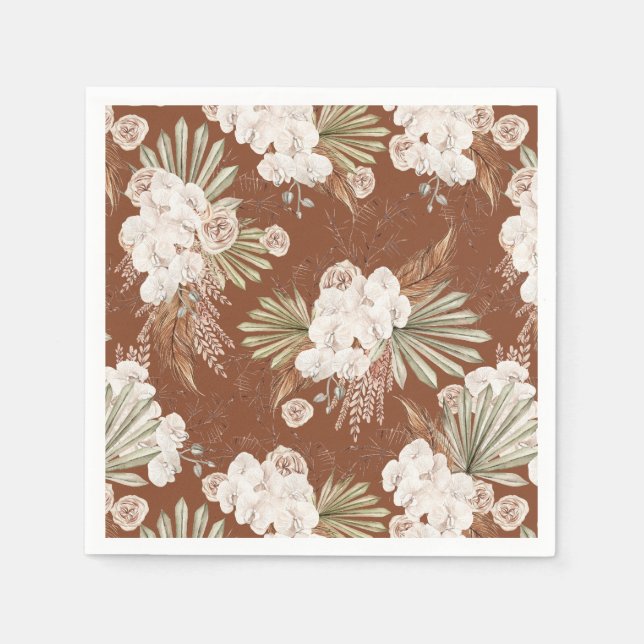 Bohemisk blomster & fjädrar pappersservett (Framsidan)