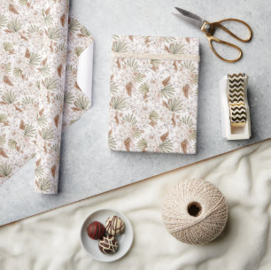 Bohemisk blomster & fjädrar presentpapper