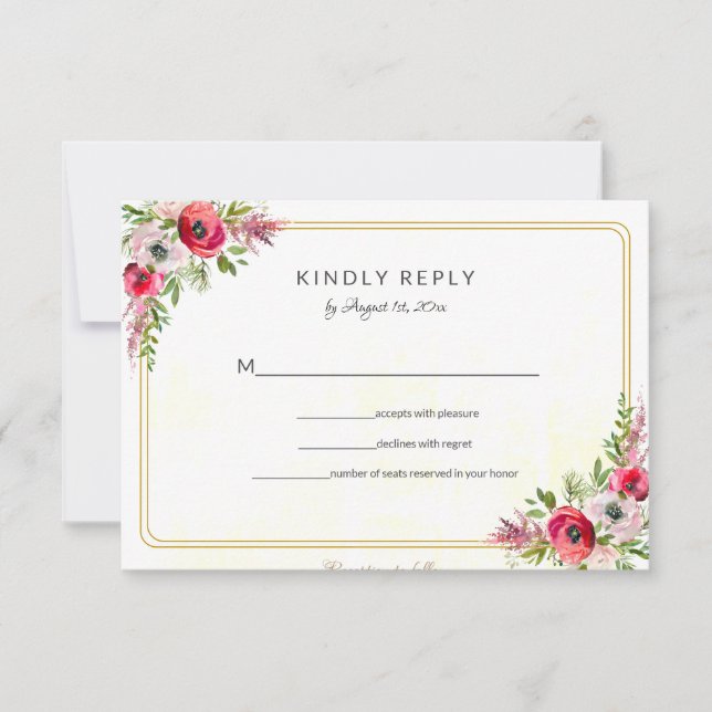 Bohemisk blomsterbröllop RSVP-kort OSA Kort (Framsida)