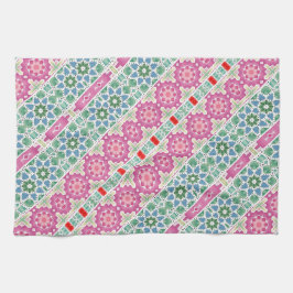 Bohemisk blomsterform vattenfärg mozaikdesign kökshandduk