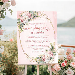 Bohemisk blomstergrönska Rose Gold Avstängd Poste Poster