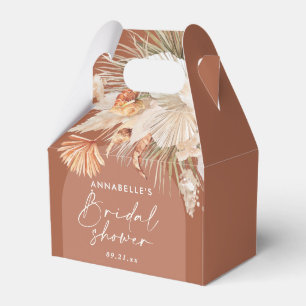 Bohemisk boho rost terrakotta bröllopsdusch presentaskar