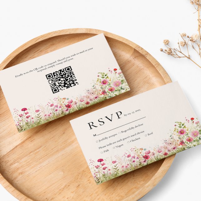 Bohemisk botanisk online QR-kod Bröllop RSVP OSA Kort (Skapare uppladdad)