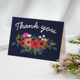 Bohemisk bukett - Marinblå tackkort
