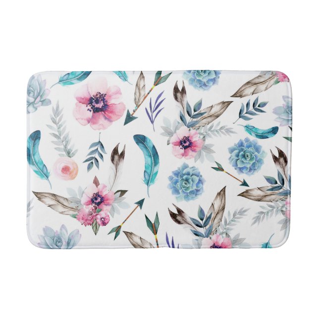 Bohemisk Chic Blommig Boho Flicka Badrumsmatta (Framsidan)