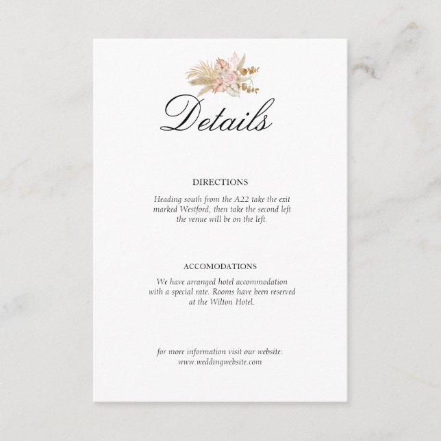 Bohemisk Chic blommig Bröllop Tilläggskort (Framsida)