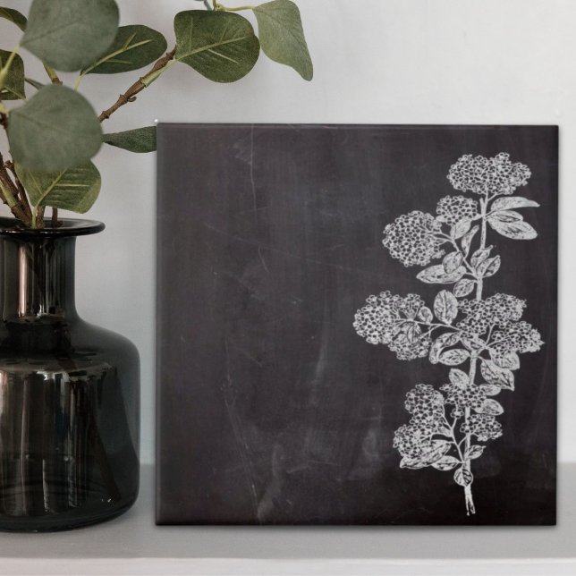 Bohemisk Chic fransk land, botaniskt skartong för Kakelplatta (Bohemian Chic french country chalkboard botanical Ceramic Tile)
