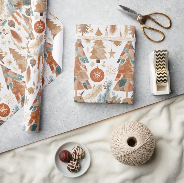 Bohemisk Chic Jul Holiday Collage Presentpapper (Hantverk)