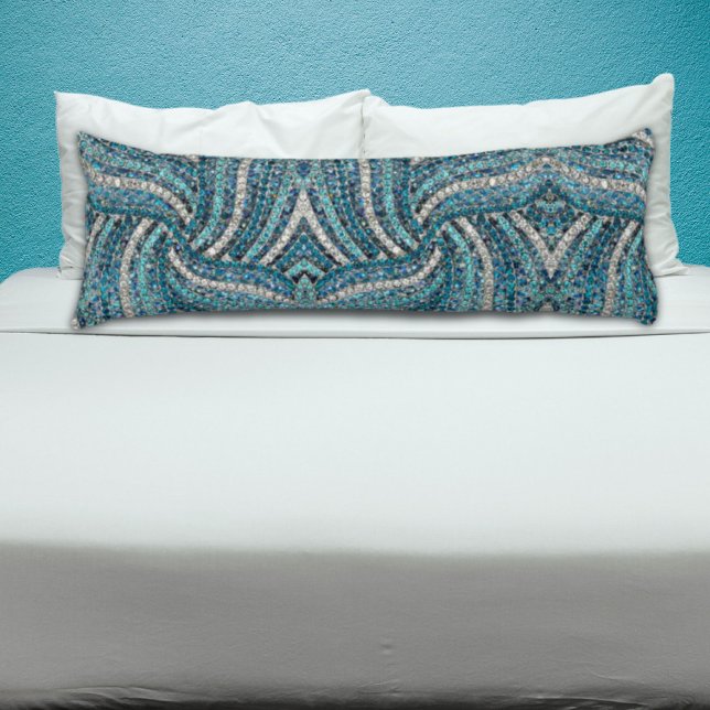 bohemisk chic silver grått-turkos blått kroppskudde (bohemian girly chic silver gray turquoise blue body pillow)