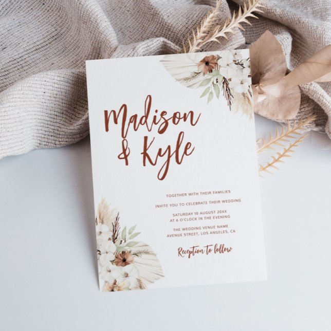 bohemisk dagtonspampas inbjudningar (Skapare uppladdad)